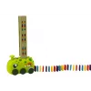 LEAN TOYS Žalias dinozaurų automobilis su domino kaladėlėmis, 4 spalvų blokeliai