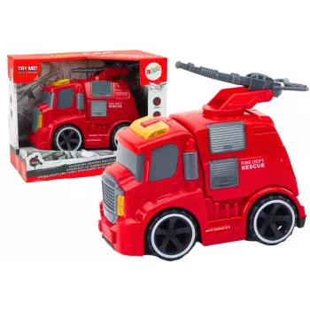 LEAN TOYS Fire Department Fire Truck Cannon Sounds Lights Drive Red