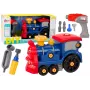 LEAN TOYS Cartoon Turning Locomotive DIY Building Blocks Kit Navy Blue 386 Pieces