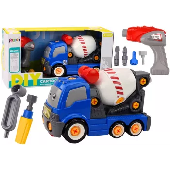LEAN TOYS Cartoon Concrete Mixer Truck For Turning DIY Blue