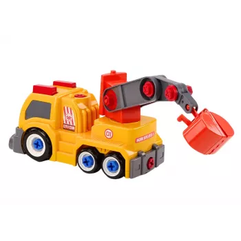 LEAN TOYS Ardomas Sunkvežimis su Krano Strėle DIY Oranžinis