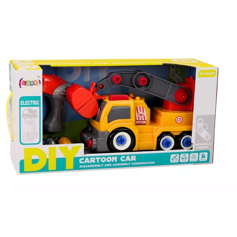 LEAN TOYS Ardomas Sunkvežimis su Krano Strėle DIY Oranžinis