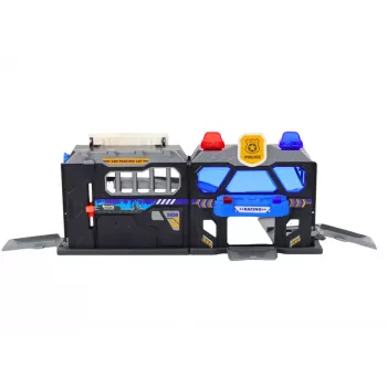 LEAN TOYS Set of Expandable Garage Track in a Suitcase Police Lights and Sounds
