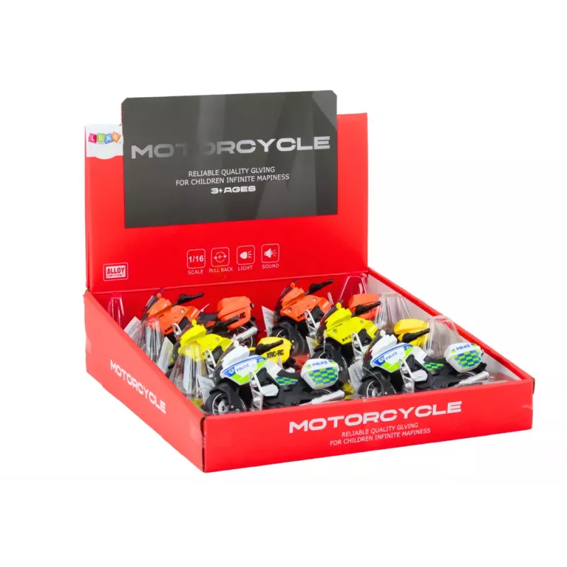 LEAN TOYS Sportinis motociklas su inercine pavara, 3 dizainai, geltona oranžinė balta