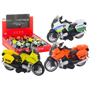 LEAN TOYS Sportinis motociklas su inercine pavara, 3 dizainai, geltona oranžinė balta