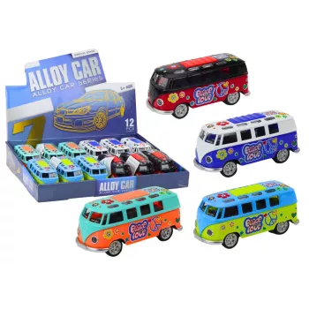 LEAN TOYS Camper Bus 1:32 Metal Lights Sounds Drive Opening Doors