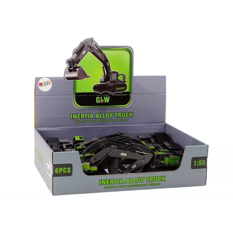 LEAN TOYS Crawler Excavator Metal Bucket 1:55 Black and Green