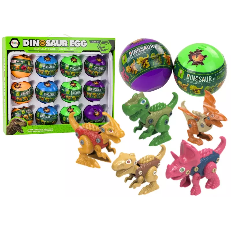 LEAN TOYS Dinosaur Rolling Eggs 12 Pieces Set Colorful
