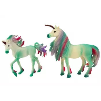 LEAN TOYS Collectible Figurines Unicorn with Little Green 2 pcs