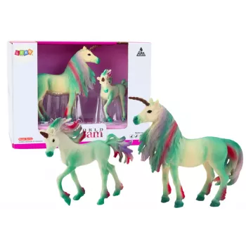 LEAN TOYS Collectible Figurines Unicorn with Little Green 2 pcs