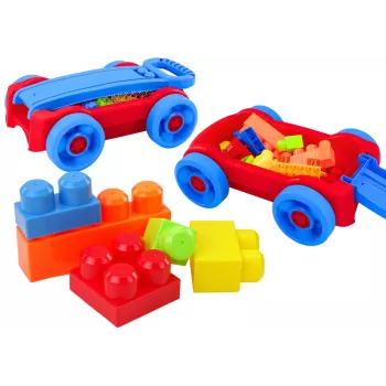 LEAN TOYS Kaladėlių rinkinys mėlyname ir raudoname vežimėlyje - 236 vnt.