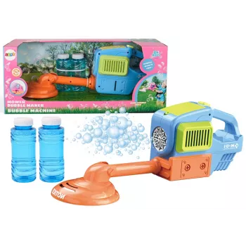 LEAN TOYS Soap Bubble Machine Lawn Mower Trimmer Two Fluids Blue