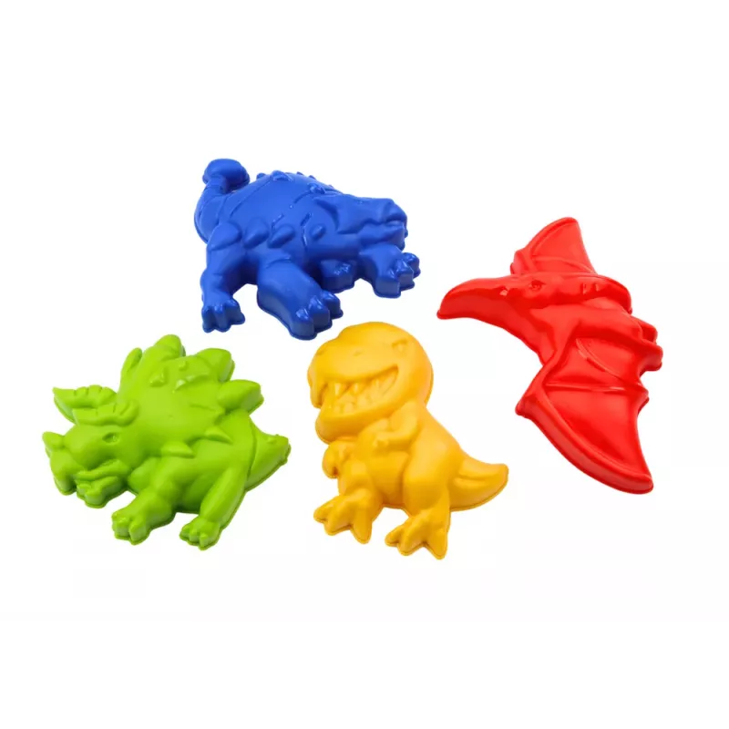LEAN TOYS Smėlio žaislų rinkinys su dušo laistytuvu ir dinozaurų formelėmis