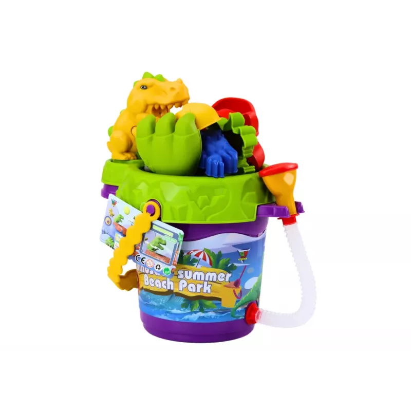 LEAN TOYS Smėlio žaislų rinkinys su dušo laistytuvu ir dinozaurų formelėmis
