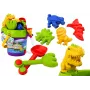 LEAN TOYS Smėlio žaislų rinkinys su dušo laistytuvu ir dinozaurų formelėmis