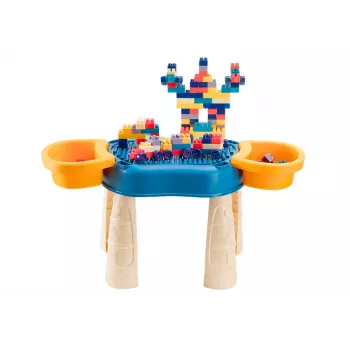 LEAN TOYS Multifunctional Table 4in1 Blocks Fishing Drawing Blue