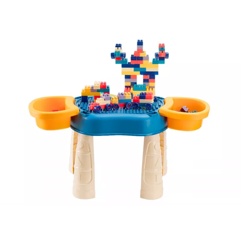 LEAN TOYS Multifunctional Table 4in1 Blocks Fishing Drawing Blue