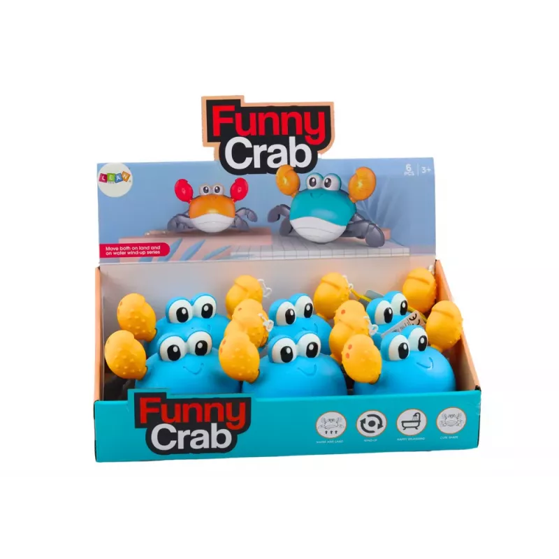 LEAN TOYS Bath Toy Wind-Up Crab Walks Swims Blue