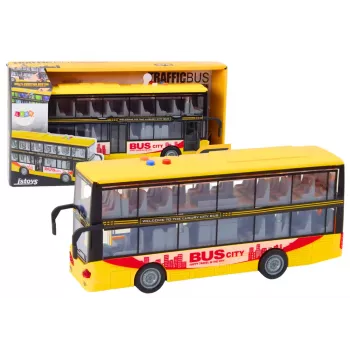 LEAN TOYS Double Decker Bus 1:16 Lights Sounds Friction Drive Yellow
