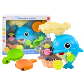 LEAN TOYS Blue Dolphin Water Toy Bath Set
