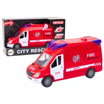 LEAN TOYS Fire Truck Lights Sounds Opening Doors Drive Red