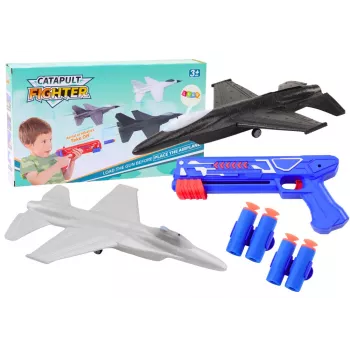 LEAN TOYS 2in1 Dart Gun Airplane Launcher Blue