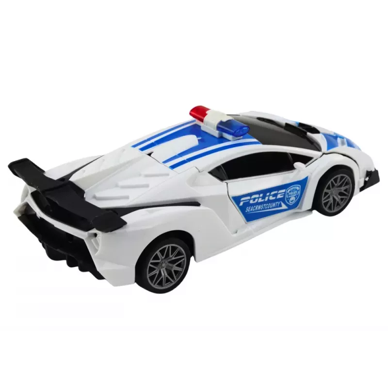 LEAN TOYS R/C Police Car 2in1 Car Robot Sounds Lights