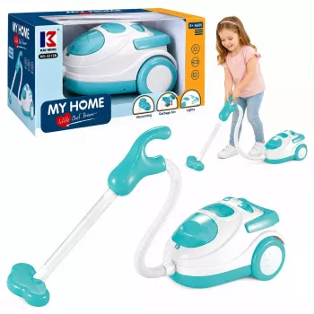 LEAN TOYS Battery Operated Vacuum Cleaner Blue Styrofoam Balls Sound
