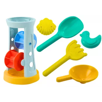 LEAN TOYS Smėlio žaislų rinkinys Grinderis Grėblys Kastuvas Formelės