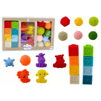 LEAN TOYS Minkštos edukacinės vonios kaladėlės 20 vnt. Gyvūnų formos