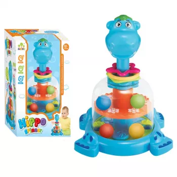 LEAN TOYS Hippopotamus Spinning Top With Balls For Babies Blue