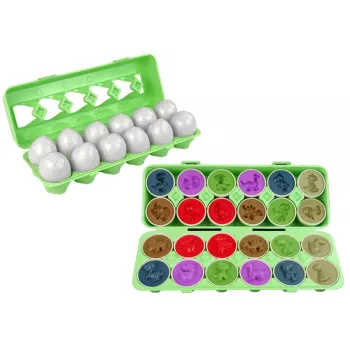 LEAN TOYS Educational Egg Sorter Set Dinosaurs Puzzle 12 Pieces