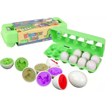 LEAN TOYS Educational Egg Sorter Set Dinosaurs Puzzle 12 Pieces