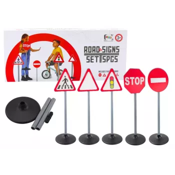 LEAN TOYS Educational Road Signs Warning Set 5 Pcs 70cm