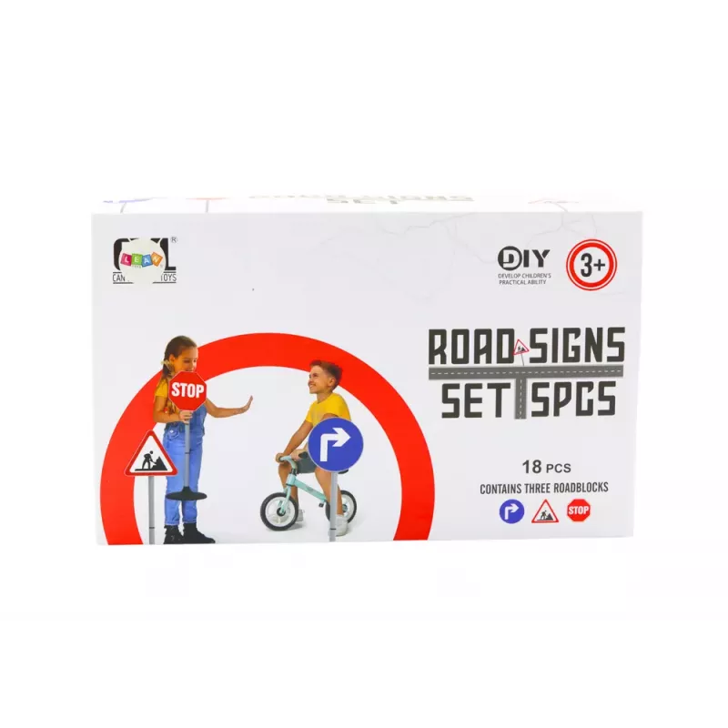 LEAN TOYS Edukacinis rinkinys Dideli kelio ženklai 76cm 3 vnt.