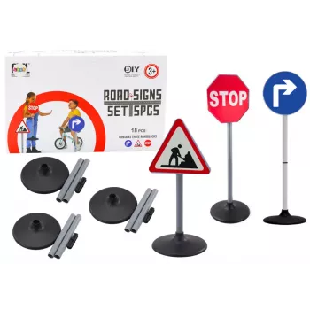 LEAN TOYS Edukacinis rinkinys Dideli kelio ženklai 76cm 3 vnt.