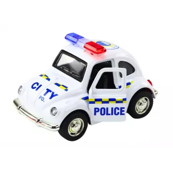 LEAN TOYS Classic Police Car 1:38 Drive Lights Sounds White