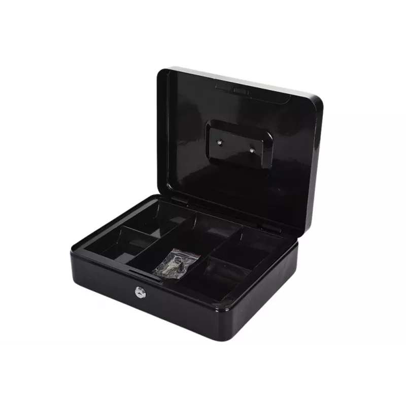 LEAN Cash Box Metal With Compartments 2 Keys Black