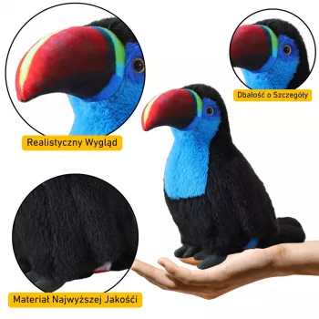 LEAN TOYS Minkštas Tukano Paukštis Pliušinis Žaislas Mascot Mėlynas 40cm