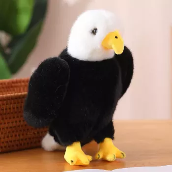 LEAN TOYS Plush Eagle Bird Plush Toy Mascot Cuddly Toy Black and White 25cm