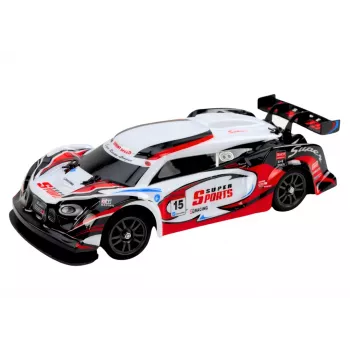 LEAN TOYS RC Sports Car 1:16 Drift Interchangeable Wheels White and Red