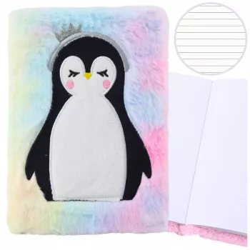 LEAN Plush Fur Notebook Lined Penguin Notebook Colored A5
