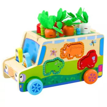LEAN TOYS Educational Wooden Car Shape Sorter Maze Puzzle
