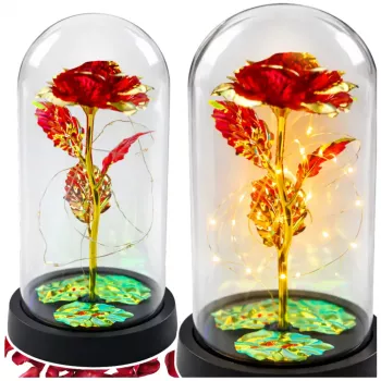 LEAN Eternal Crystal Rose in Dome su LED apšvietimu Raudona 21x11cm