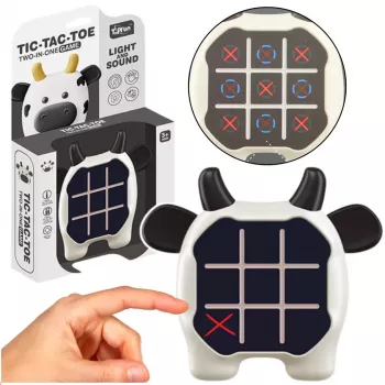 LEAN TOYS Electronic Game 3in1 Tic Tac Toe Memory Cow Black and White