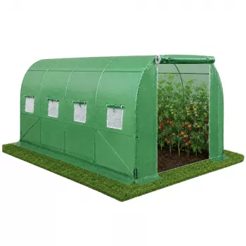 LEAN Folijos Tunelinis Šiltnamis Daržovėms su Langais, Žalias, UV 4.5x2x2 M 9M²
