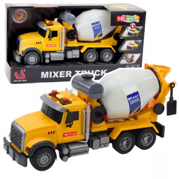 LEAN TOYS Betono maišyklės sunkvežimis su besisukančiu būgnu, šviesomis ir garsais Geltonas