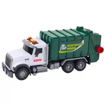 LEAN TOYS Šiukšliavežis su Šiukšlių Dėžėmis, Šviesomis ir Garsais, Žalias, 1:14 Mastelis