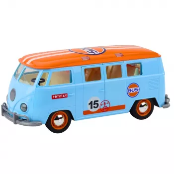 LEAN TOYS Retro Car Van Bus Lights Sounds Opening Doors Blue