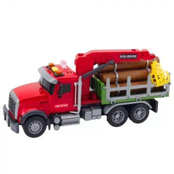 LEAN TOYS Timber Crane Truck Lights Sounds Red 1:14